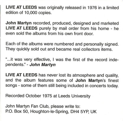 John Martyn : Live At Leeds (CD, Album, RE)