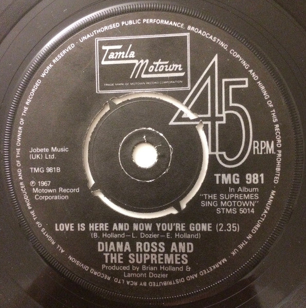 The Supremes : Back In My Arms Again / Love Is Here And Now You're Gone (7")