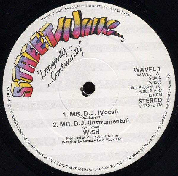 Wish (2) : Mr. D.J. (12", Single)