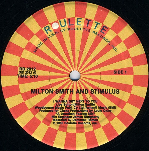 Milton Smith And Stimulus (7) : I Wanna Get Next To You (12")