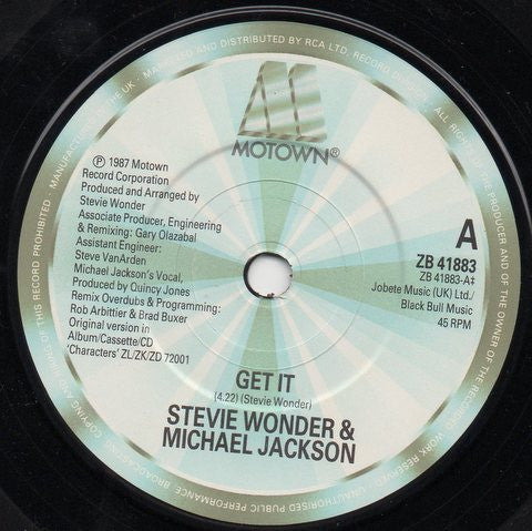 Stevie Wonder & Michael Jackson : Get It (7", Single)