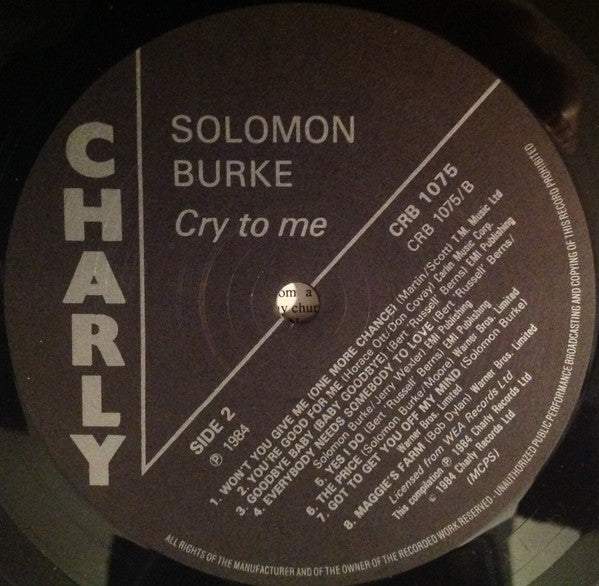 Solomon Burke : Cry To Me (LP, Comp)