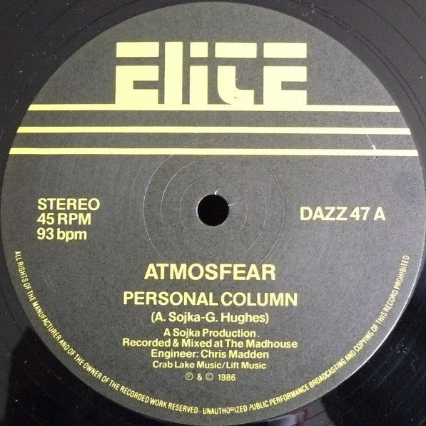 Atmosfear : Personal Column (12")