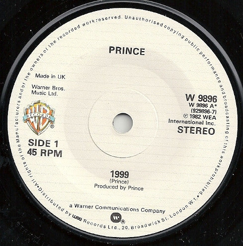 Prince : 1999 (7", Single, Pap)