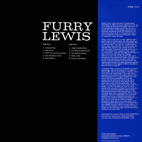 Furry Lewis : Furry Lewis (LP, Album, Mono)