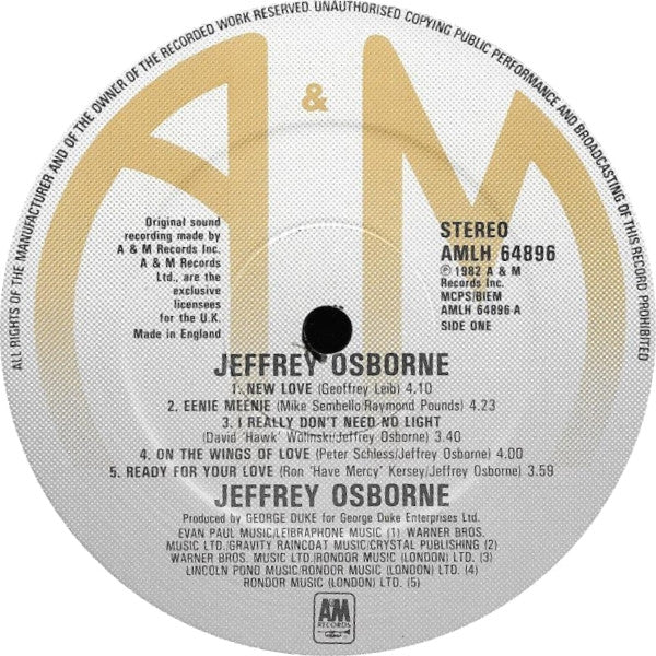 Jeffrey Osborne : Jeffrey Osborne (LP, Album)