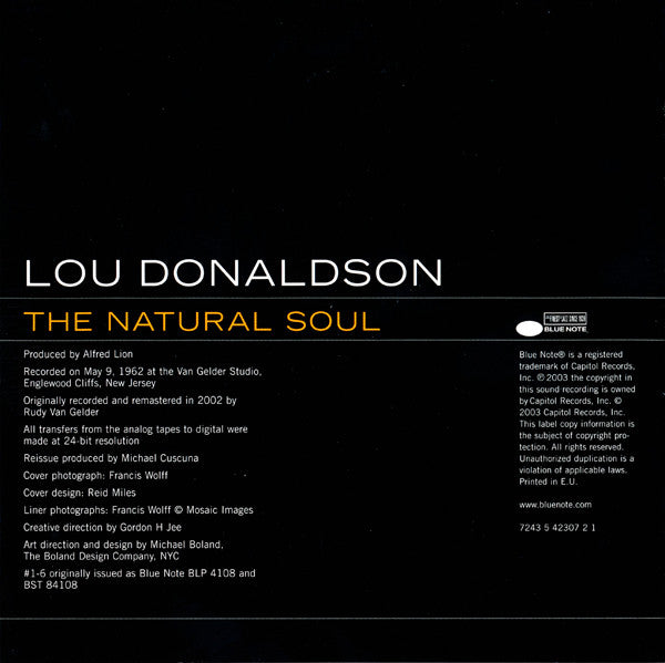 Lou Donaldson : The Natural Soul (CD, Album, RE, RM)