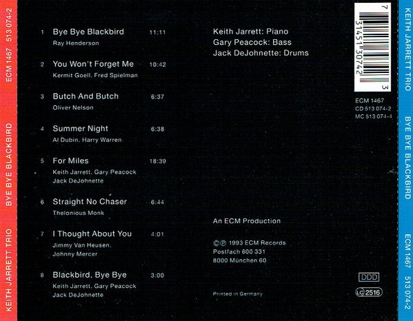 Keith Jarrett Trio : Bye Bye Blackbird (CD, Album)