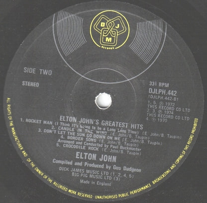 Elton John : Greatest Hits (LP, Comp)