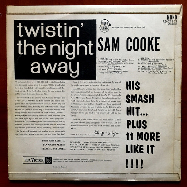 Sam Cooke : Twistin' The Night Away (LP, Album, Mono)