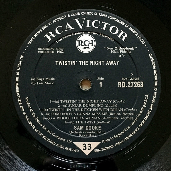 Sam Cooke : Twistin' The Night Away (LP, Album, Mono)