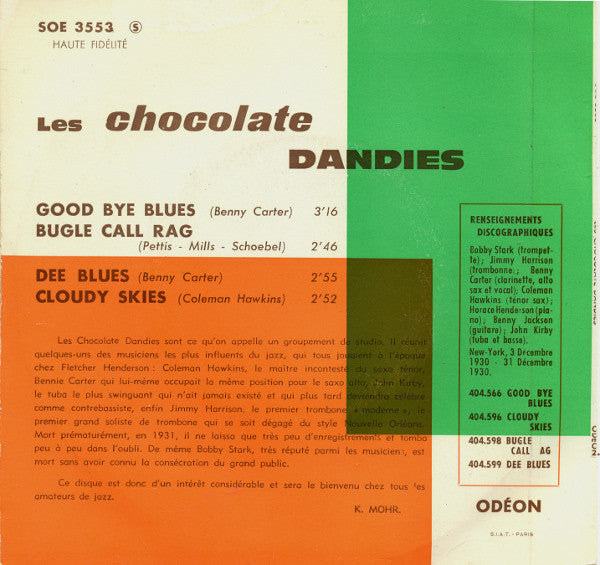 Les Chocolate Dandies* : Goodbye Blues / Bugle Call Rag / Dee Blues / Cloudy Skies (7", EP)