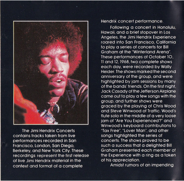 Jimi Hendrix : The Jimi Hendrix Concerts (CD, Comp, RE, RM)