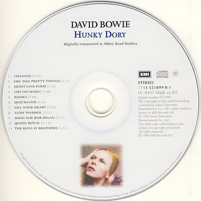 David Bowie : Hunky Dory (CD, Album, Enh, RE, RM)