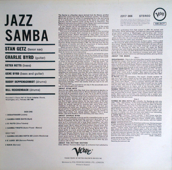 Stan Getz / Charlie Byrd : Jazz Samba (LP, Album, RE)