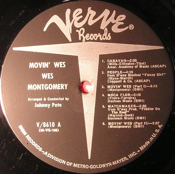 Wes Montgomery : Movin' Wes (LP, Album, Mono, Gat)