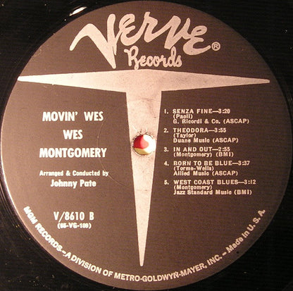 Wes Montgomery : Movin' Wes (LP, Album, Mono, Gat)