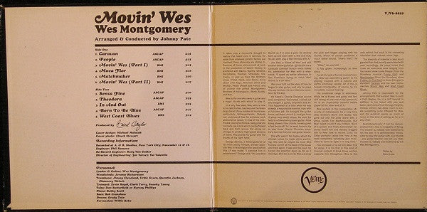 Wes Montgomery : Movin' Wes (LP, Album, Mono, Gat)