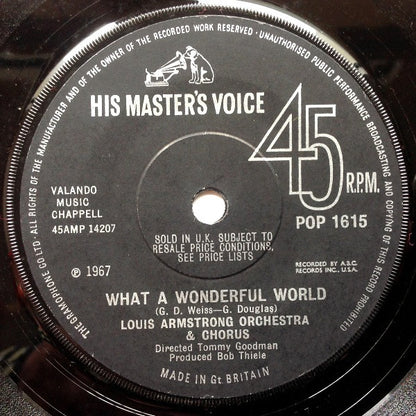 Louis Armstrong Orchestra & Chorus / Louis Armstrong & His All Stars* : What A Wonderful World / Cabaret (7", Single, Sol)