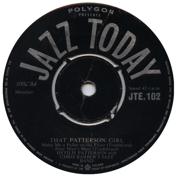 Ottilie Patterson And The Chris Barber Jazz Band* : That Patterson Girl (7", EP, Mono)