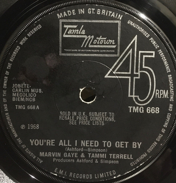 Marvin Gaye & Tammi Terrell : You're All I Need To Get By (7", Single, Mono, Sol)