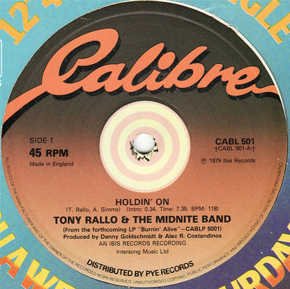 Tony Rallo & The Midnite Band : Holdin' On / Burnin' Alive (12")