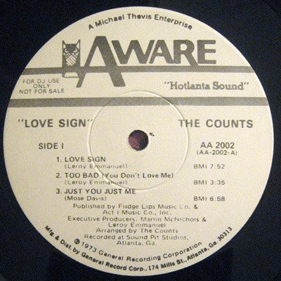 The Counts : Love Sign (LP, Album, Promo)