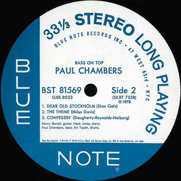 Paul Chambers Quartet : Bass On Top (LP, Album, RE)