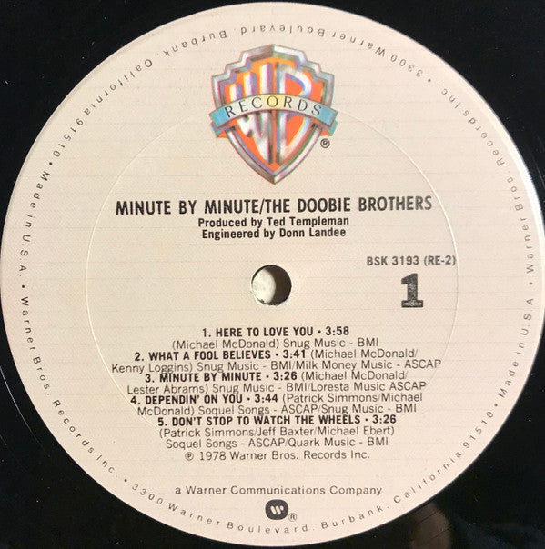 The Doobie Brothers : Minute By Minute (LP, Album, Club)