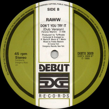 Raww : Don't You Try It (12")