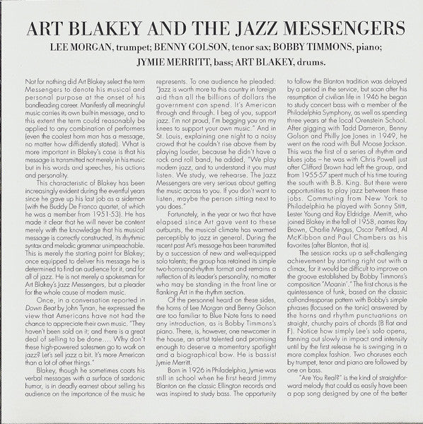 Art Blakey And The Jazz Messengers* : Moanin' (CD, Album, RE, RM)