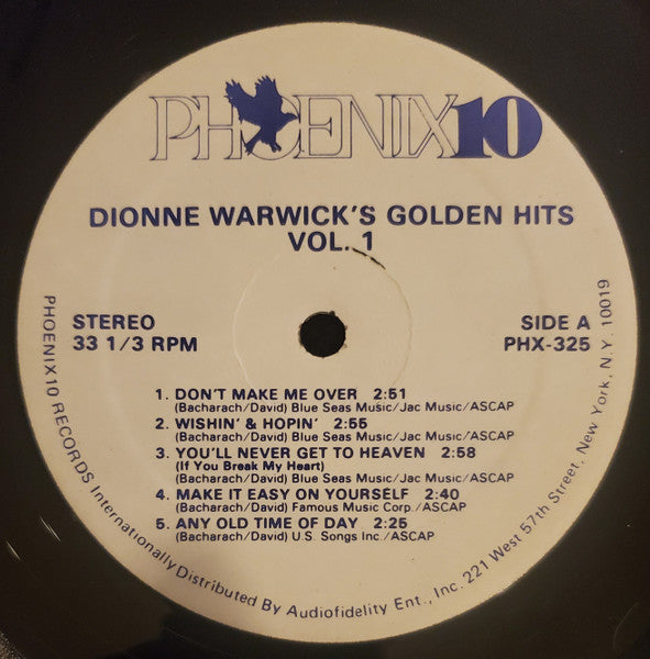 Dionne Warwick : Dionne Warwick's Golden Hits - Part One (LP, Comp, RE)