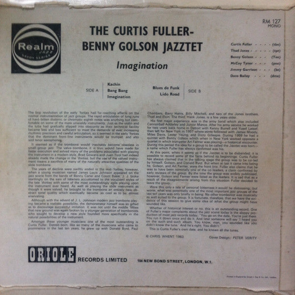 The Curtis Fuller Benny Golson Jazztet* With Thad Jones And McCoy Tyner : Imagination (LP, Album, Mono, RE)