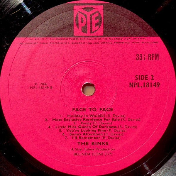 The Kinks : Face To Face (LP, Album, Mono)