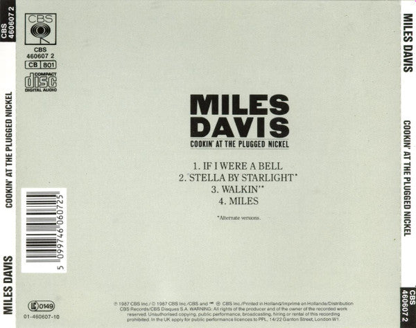 Miles Davis : Cookin' At The Plugged Nickel (CD, Album, RM)