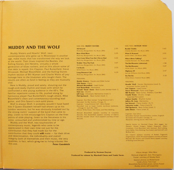 Muddy Waters & Howlin' Wolf, Eric Clapton, Steve Winwood, Charlie Watts, Paul Butterfield : Muddy & The Wolf (LP, Comp, Promo, Eur)