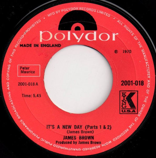 James Brown : It's A New Day (Parts 1 & 2)  (7", Single)