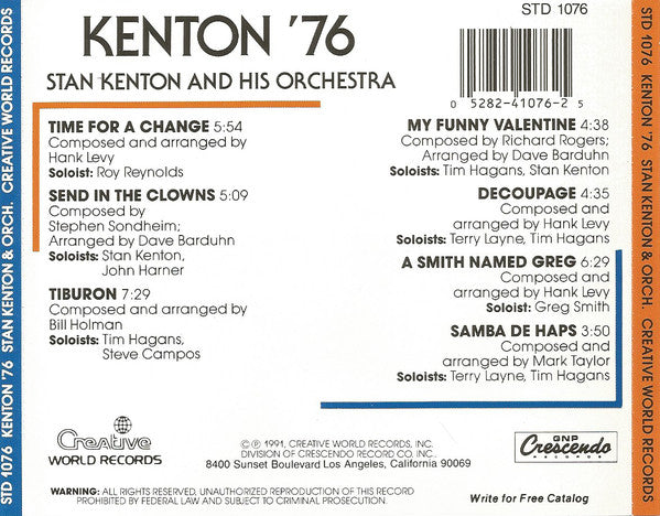 Stan Kenton And His Orchestra : Kenton '76 (CD, Album, RE)