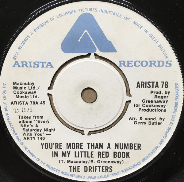 The Drifters : You're More Than A Number In My Little Red Book (7", Single, Whi)