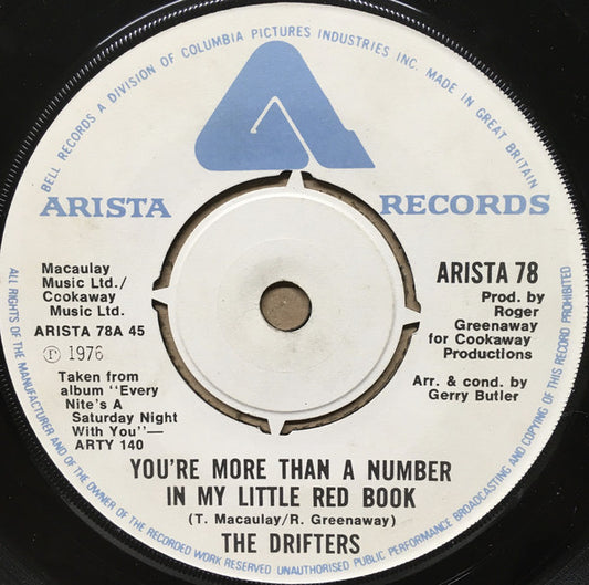 The Drifters : You're More Than A Number In My Little Red Book (7", Single, Whi)