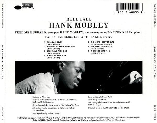 Hank Mobley : Roll Call (CD, Album, RE, RM)