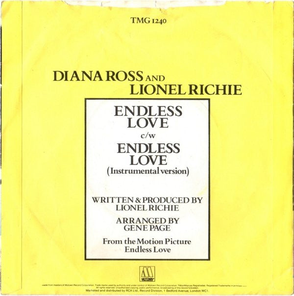 Diana Ross And Lionel Richie : Endless Love (7", Single, 4-P)