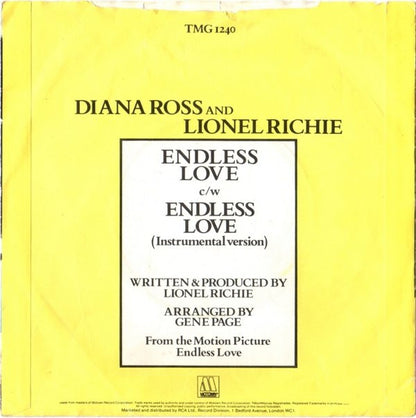 Diana Ross And Lionel Richie : Endless Love (7", Single, 4-P)