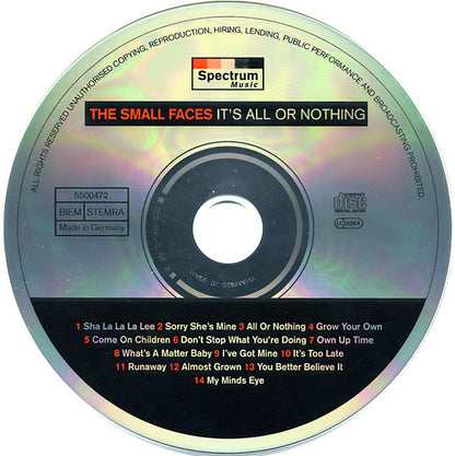 Small Faces : It's All Or Nothing (CD, Comp, M/Print)