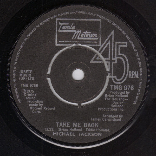 Michael Jackson : One Day In Your Life / Take Me Back (7", Single, RE, Pus)