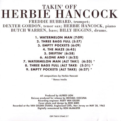 Herbie Hancock : Takin' Off (CD, Album, RE, RM)