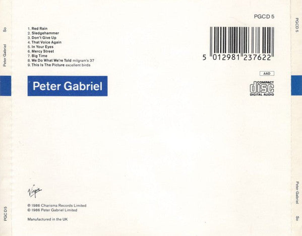 Peter Gabriel : So (CD, Album)