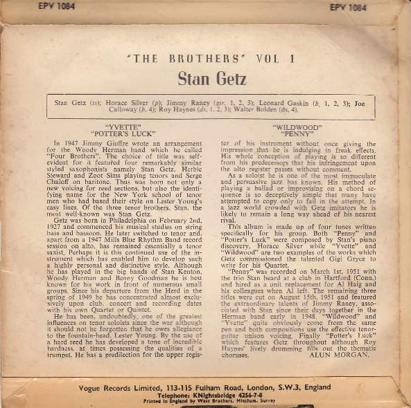 Stan Getz : The Brothers Vol 1 (7", EP)