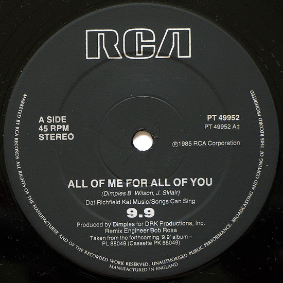 9.9 : All Of Me For All Of You (12", Single)