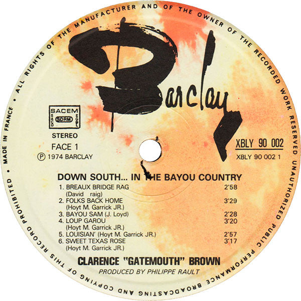 Clarence "Gatemouth" Brown : Down South...In The Bayou Country (LP, Album, Gat)